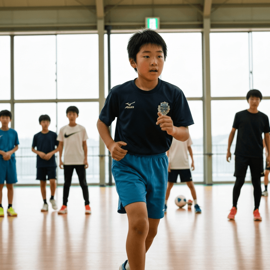 11歳の子どもが本格的なスポーツ練習をしている様子