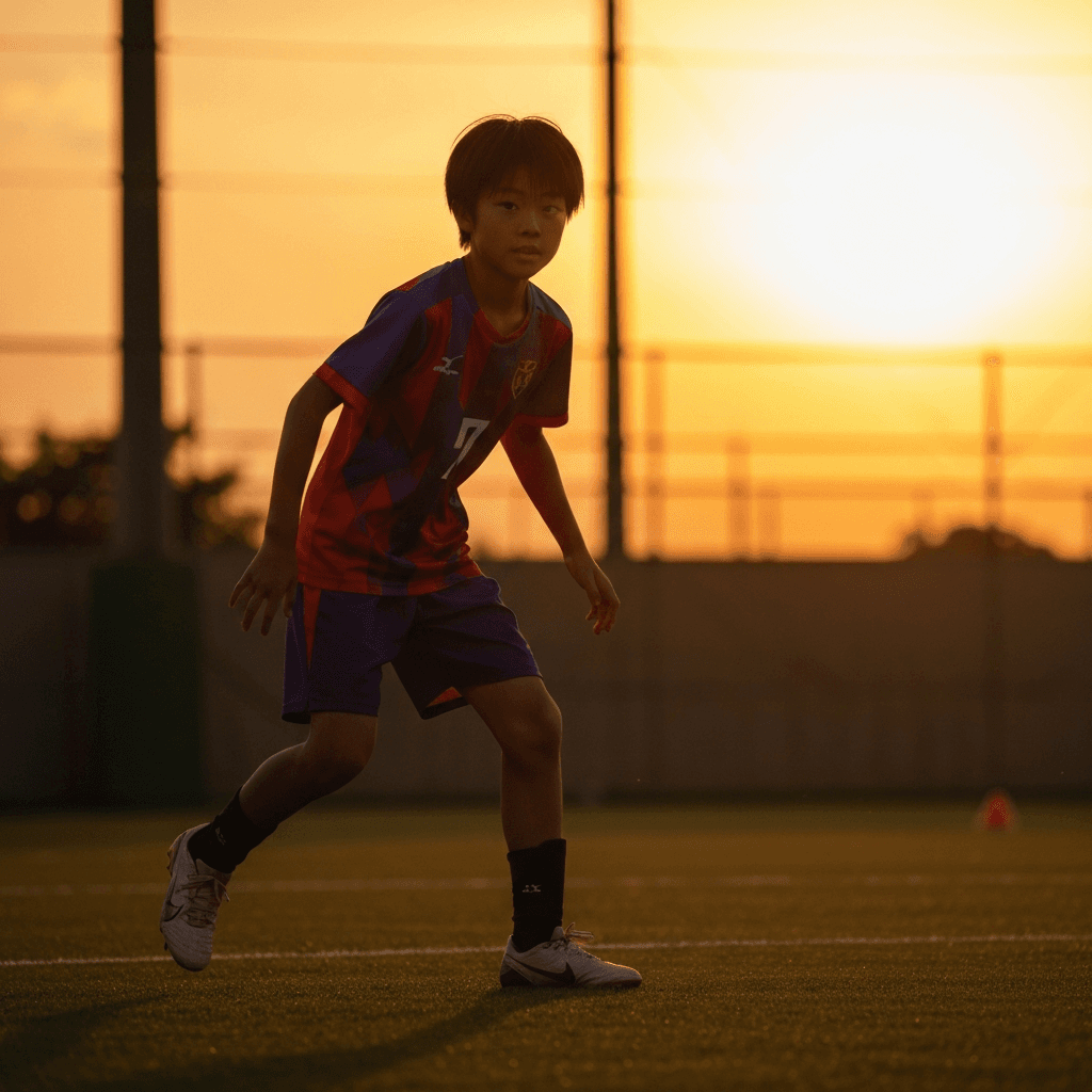 12歳の子どもが本格的なスポーツに取り組んでいる様子