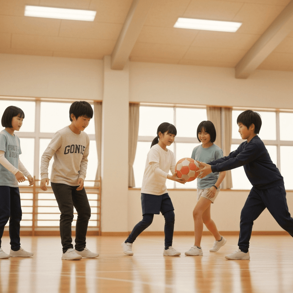 7歳の子どもがチームスポーツをしている様子