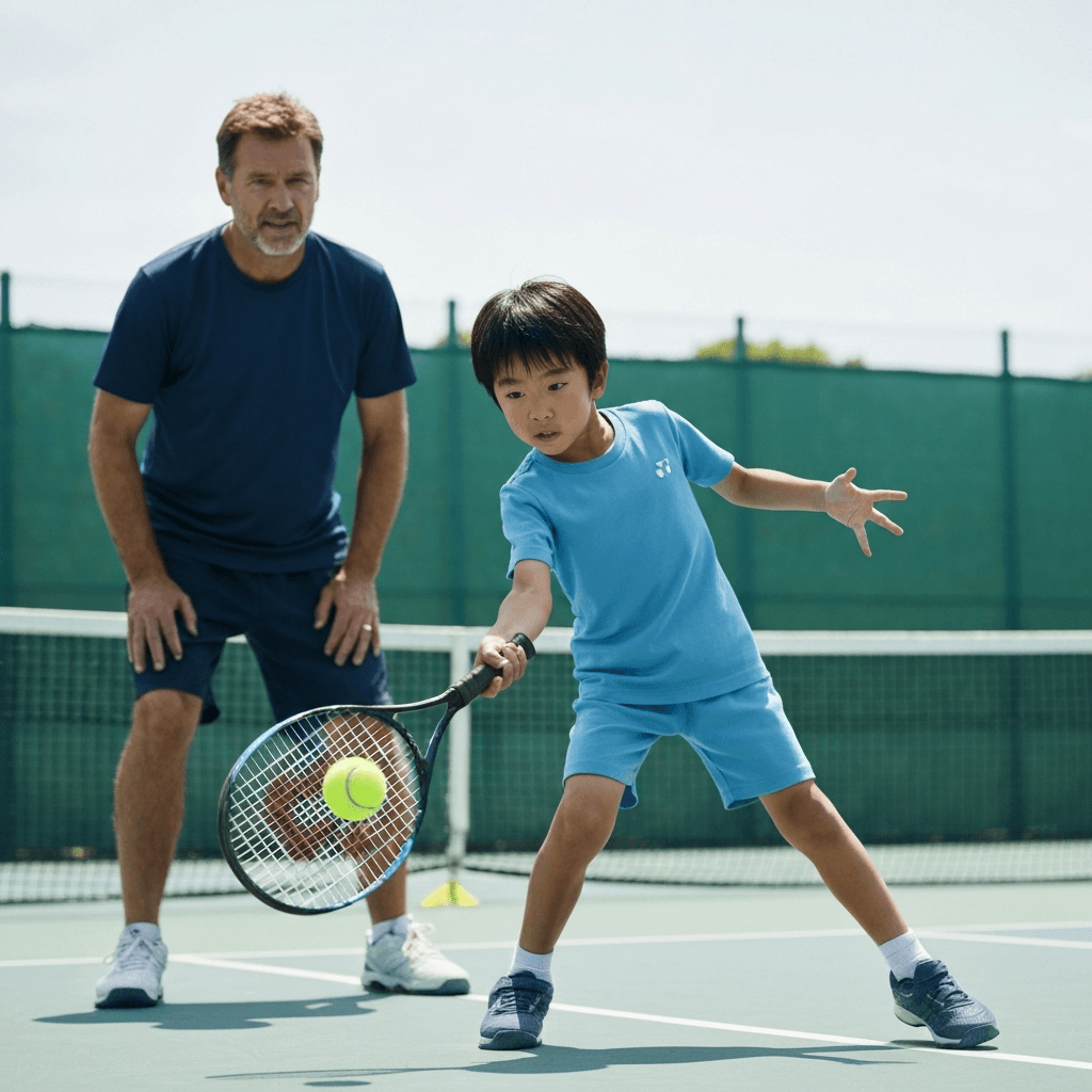 8歳の子どもがテニスや体操をしている様子