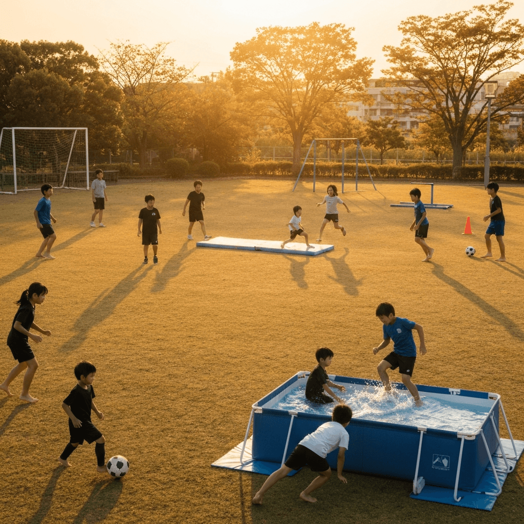 9歳の子どもがさまざまなスポーツに取り組んでいる様子