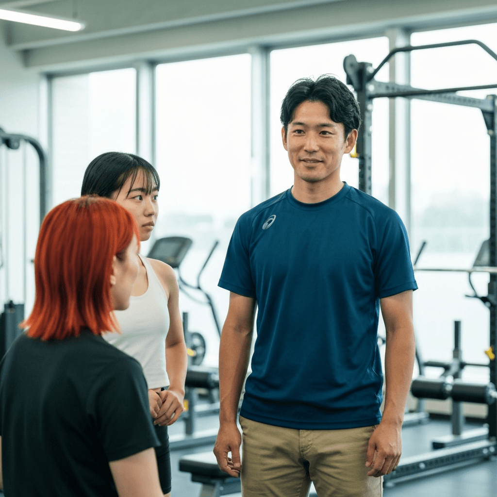 子どもとコーチが話し合っている様子