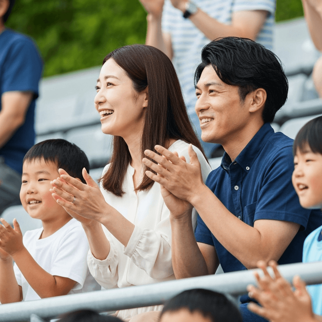 子どもの試合を温かく見守る保護者たち