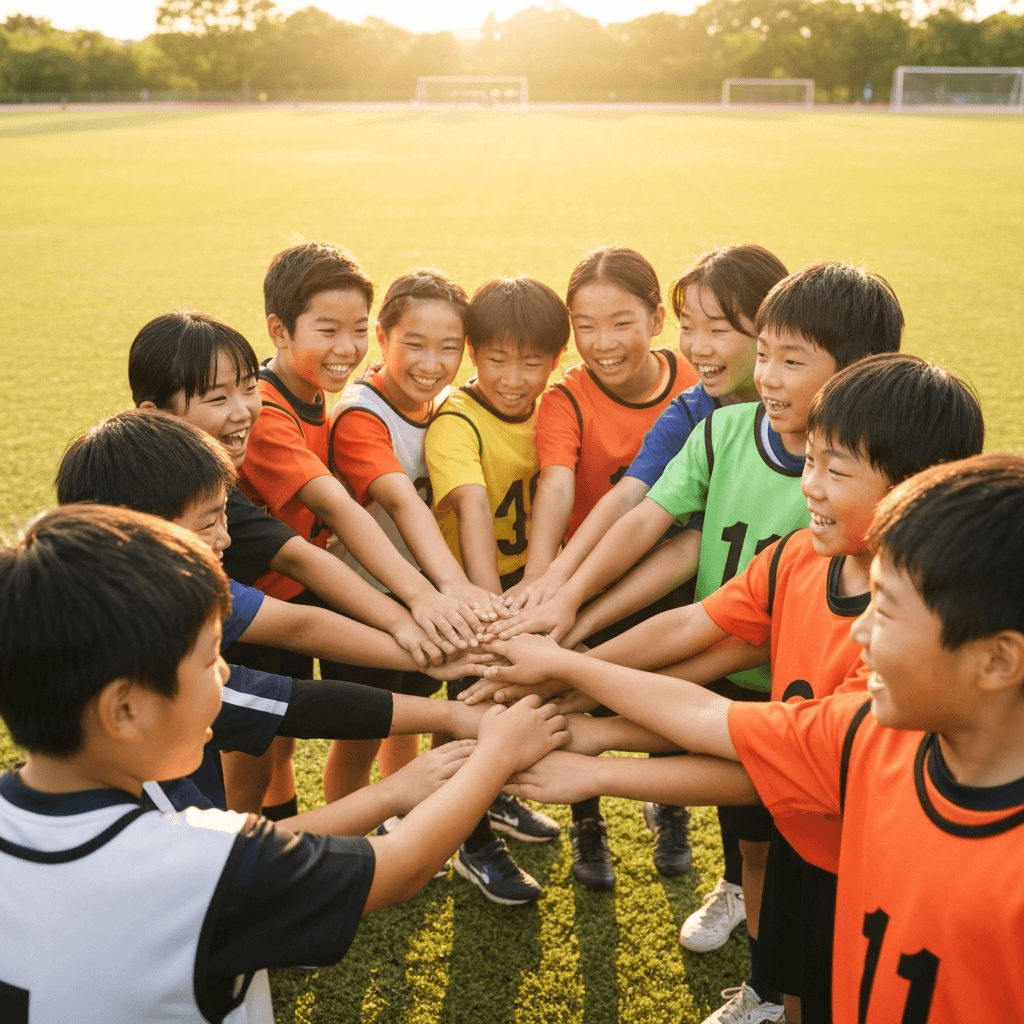 仲良く練習する子どもたちのチーム